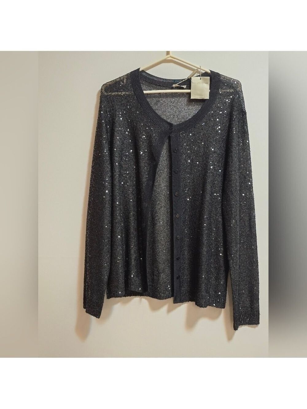 Planet see through black sequin cardigan size XL